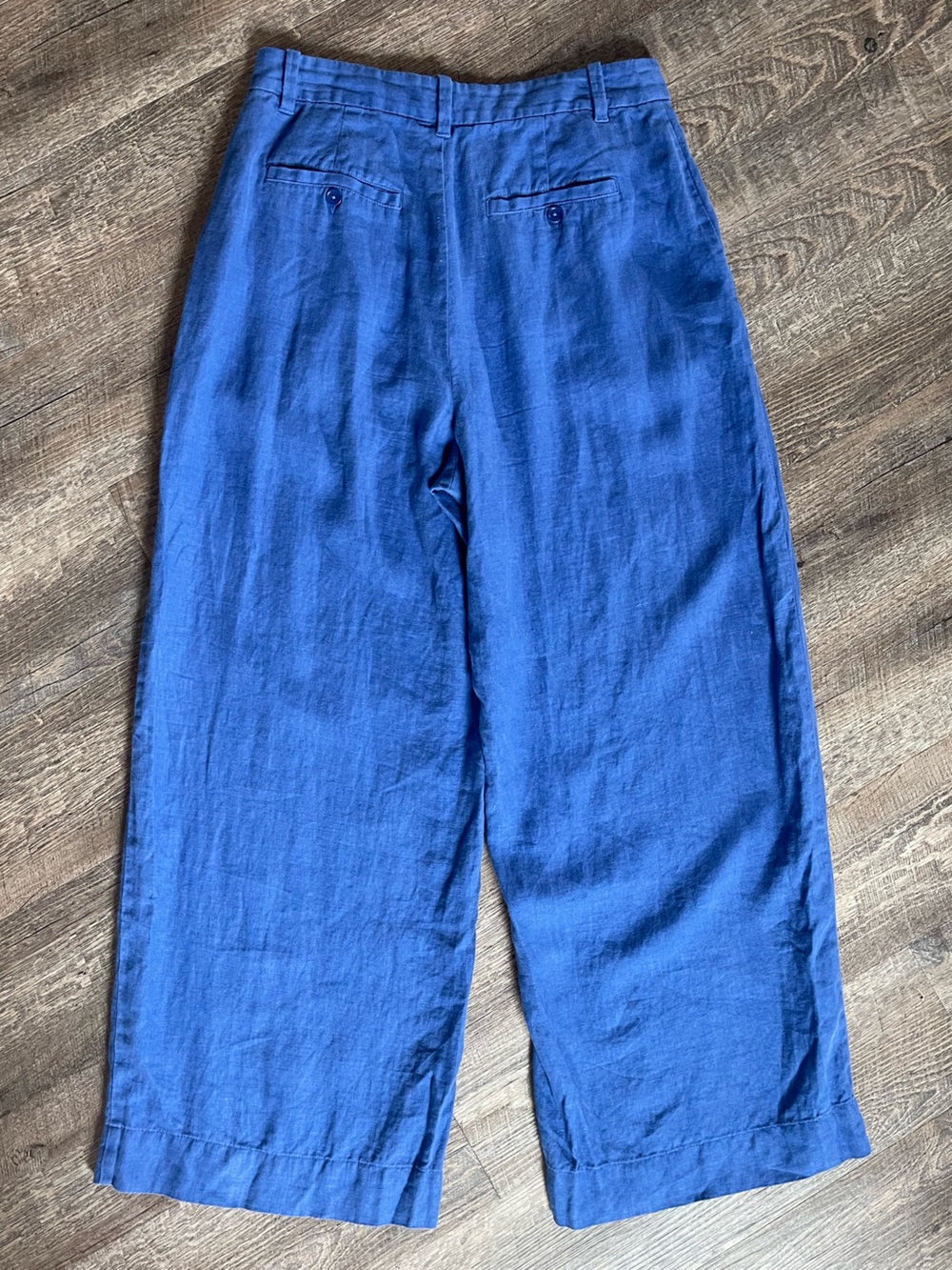 Madewell Harlow 100% linen wide leg pants royal blue - Picture 3 of 11